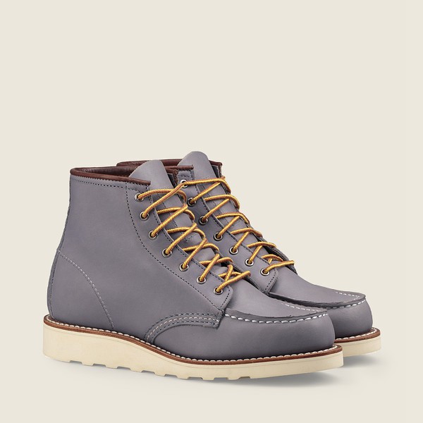 Red Wing Heritage Boots Grey - Womens 6-inch Classic Moc – Short Boundary Leather - 7189-PDTKE